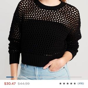 Black open stitch crop sweater.  NWOT. Never worn.  Too late to return lg